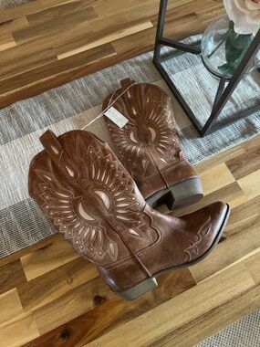 Altar'd State Brown Embroidered Western Cowboy Boots